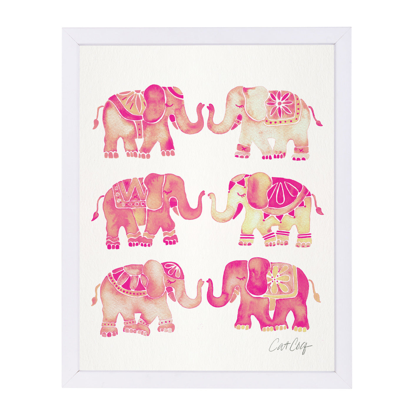 Elephant Collection Pink by Cat Coquillette Framed Print - Americanflat
