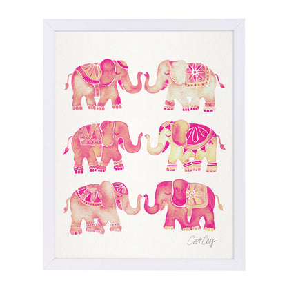 Elephant Collection Pink by Cat Coquillette Framed Print - Americanflat