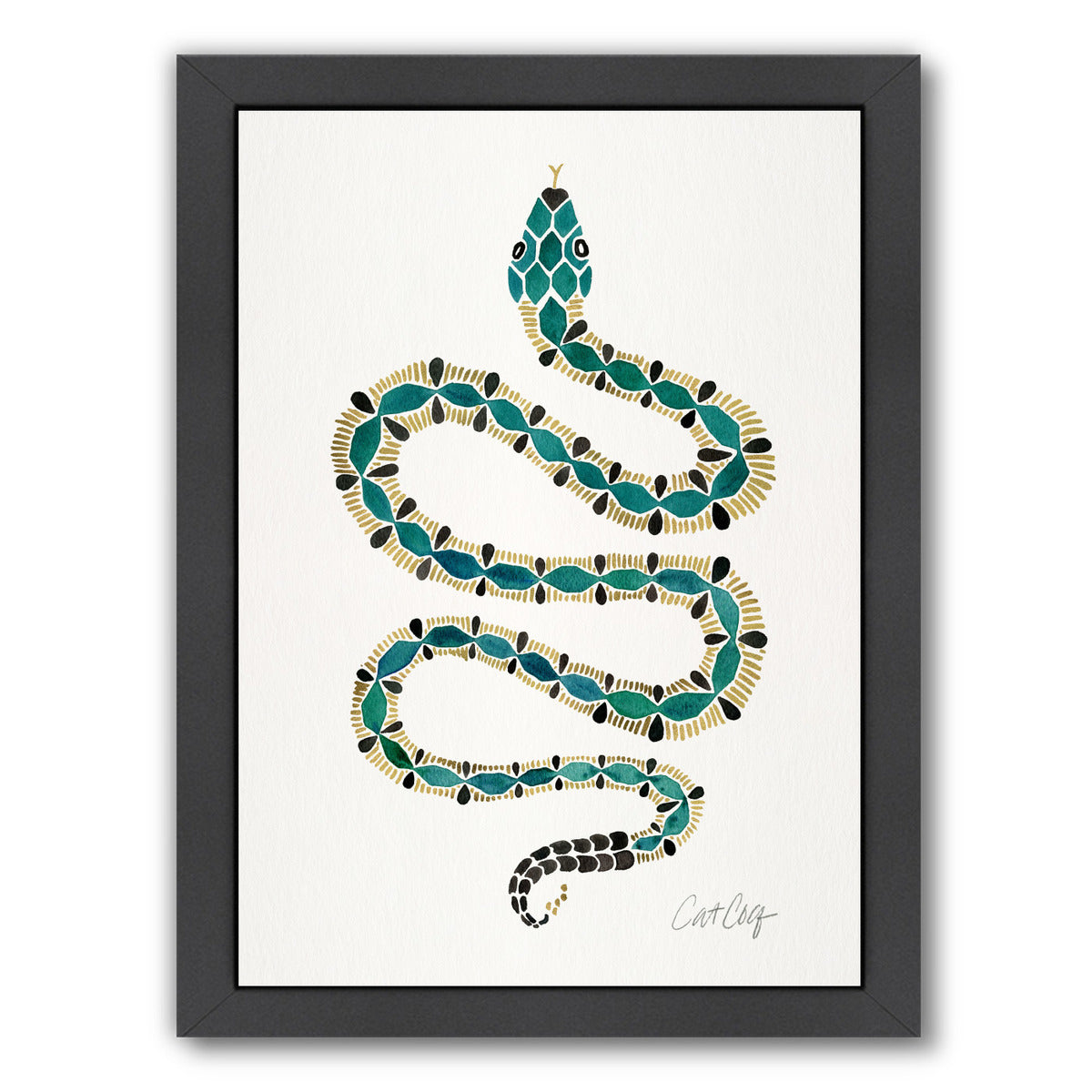 Emerald Gold Serpent by Cat Coquillette Framed Print - Americanflat