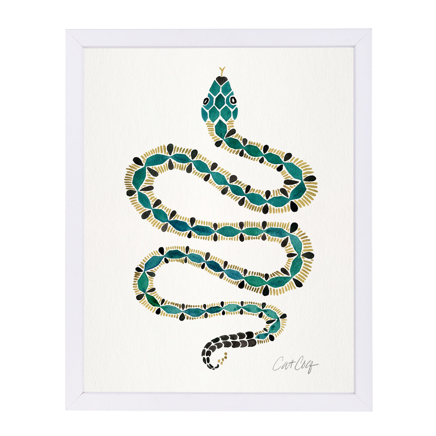 Emerald Gold Serpent by Cat Coquillette Framed Print - Americanflat