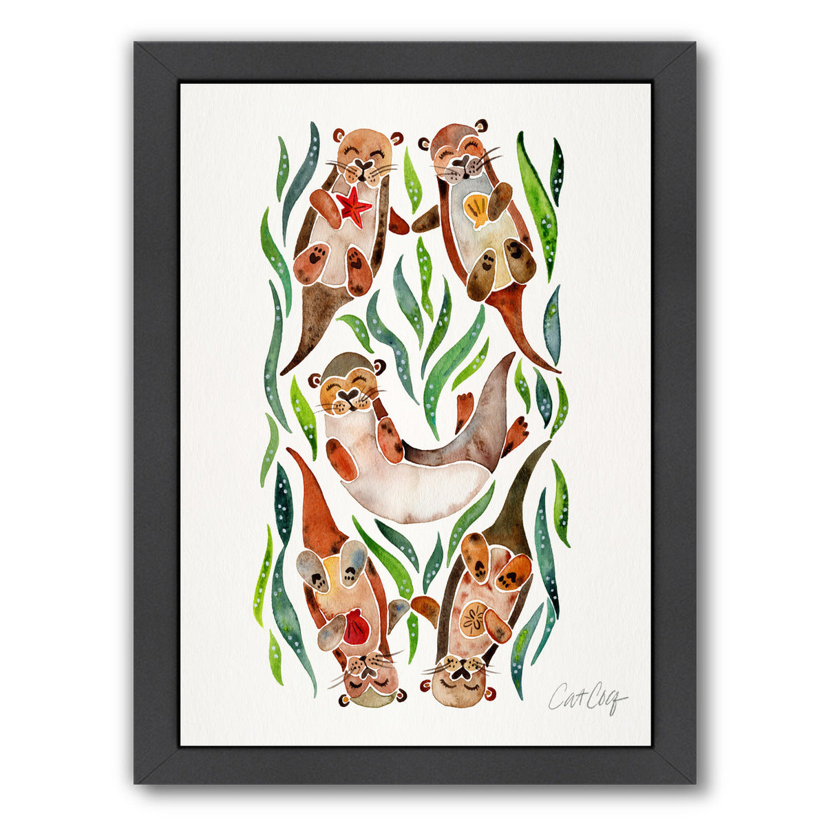 Five Otters by Cat Coquillette Framed Print - Americanflat