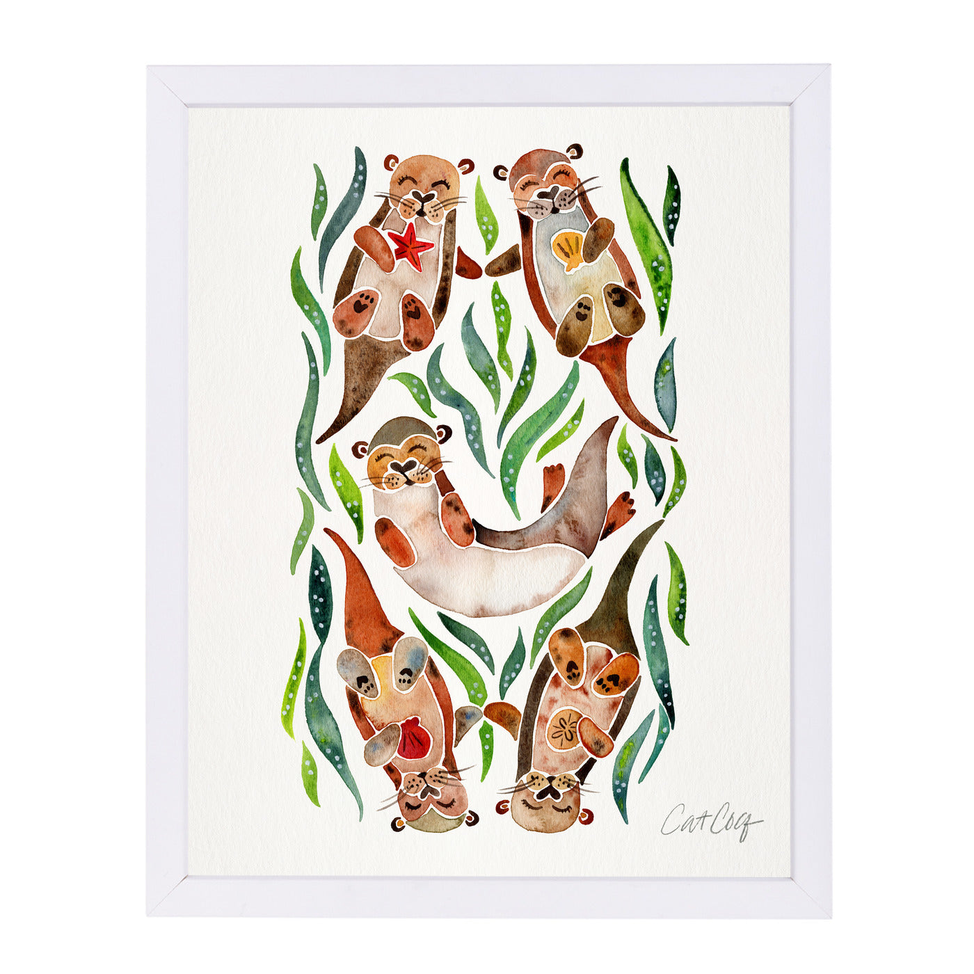 Five Otters by Cat Coquillette Framed Print - Americanflat