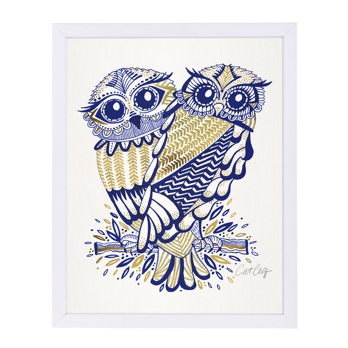 Inked Owls by Cat Coquillette White Framed Print - Americanflat