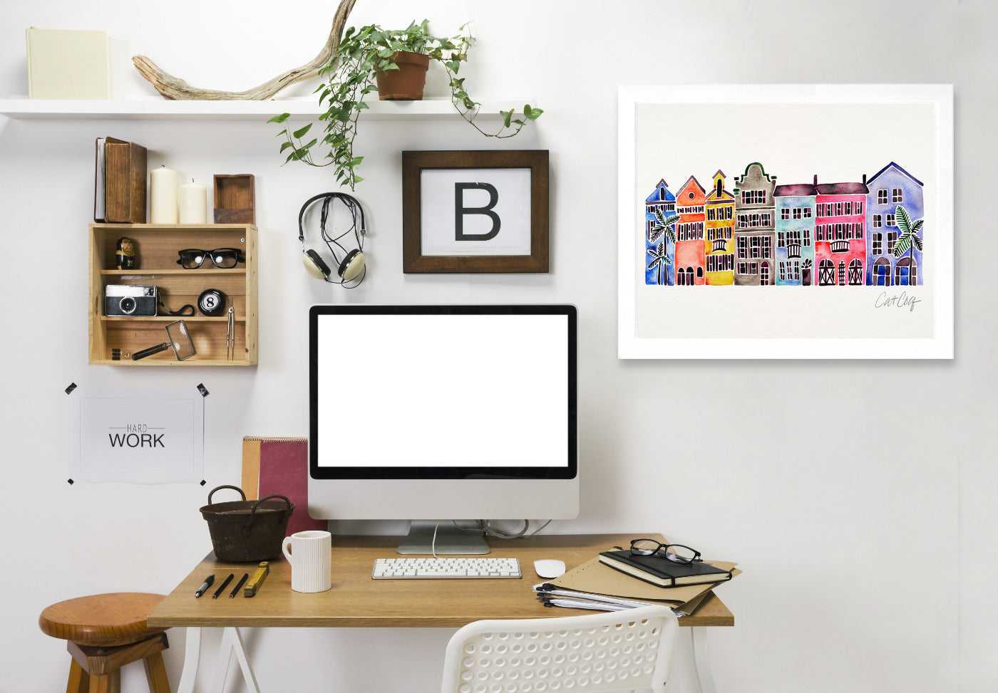 Rainbow Row by Cat Coquillette White Framed Print - Americanflat
