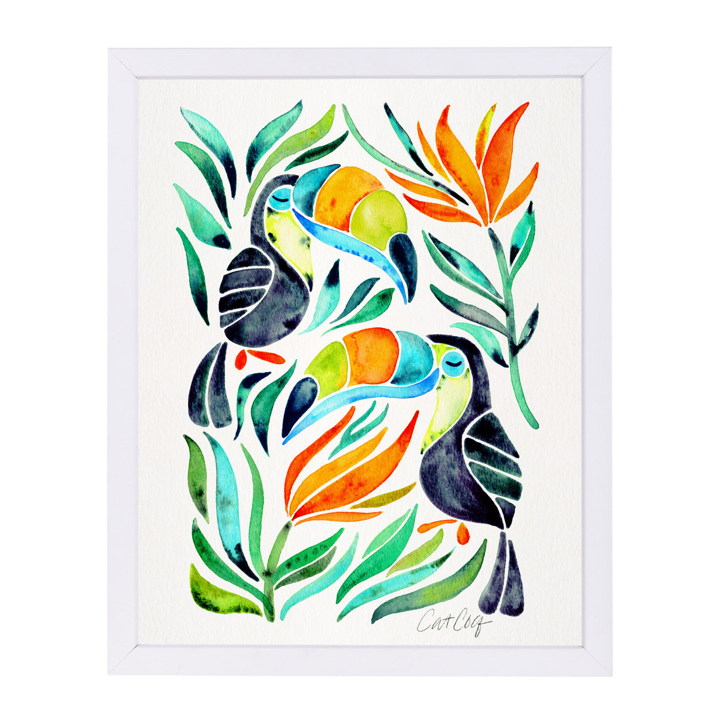 Toucans by Cat Coquillette White Framed Print - Americanflat