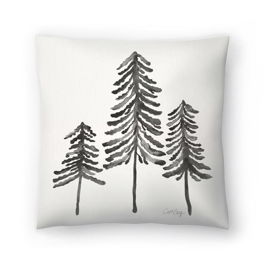 Strickler Cat Coquillette Pine Trees Throw Pillow