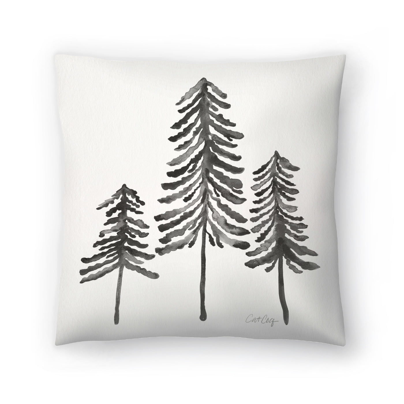 Strickler Cat Coquillette Pine Trees Throw Pillow