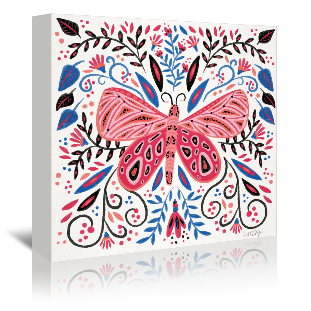 Pink Periwinkle Butter Fly Symmetry by Cat Coquillette - Wrapped Canvas - Wrapped Canvas - Americanflat