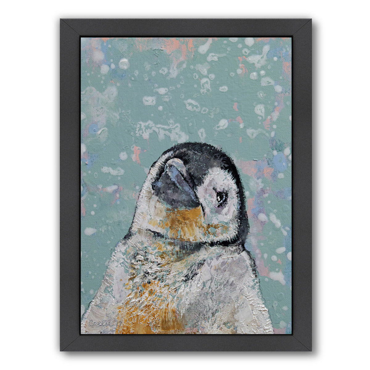 Baby Penguin Snowflakes by Michael Creese Framed Print - Americanflat