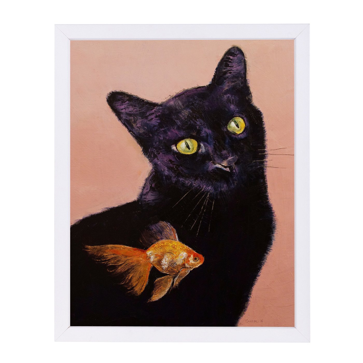 Black Cat And Goldfish by Michael Creese Framed Print - Americanflat
