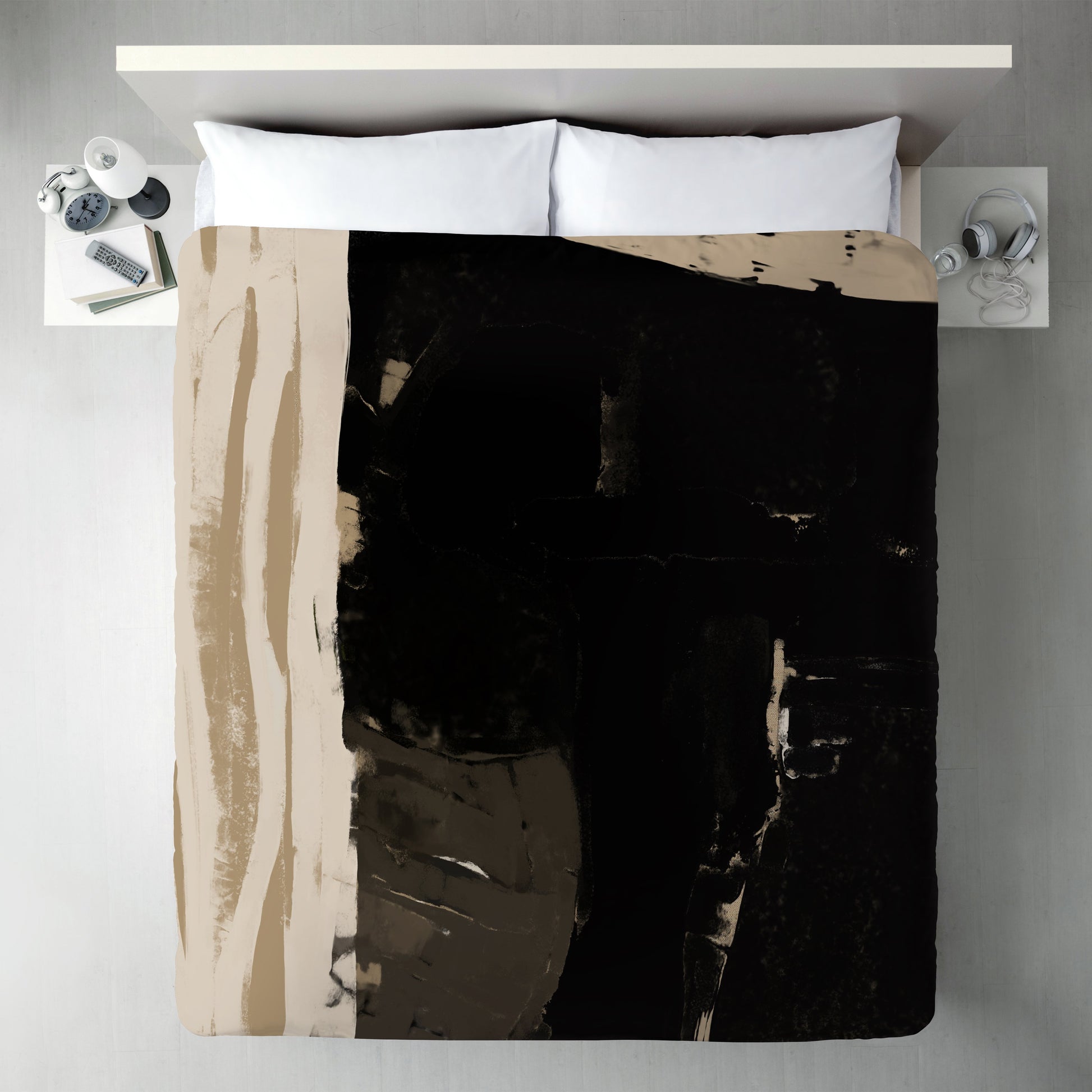Black And Taupe Abstract 2 by Kasi Minami Duvet Cover - Americanflat
