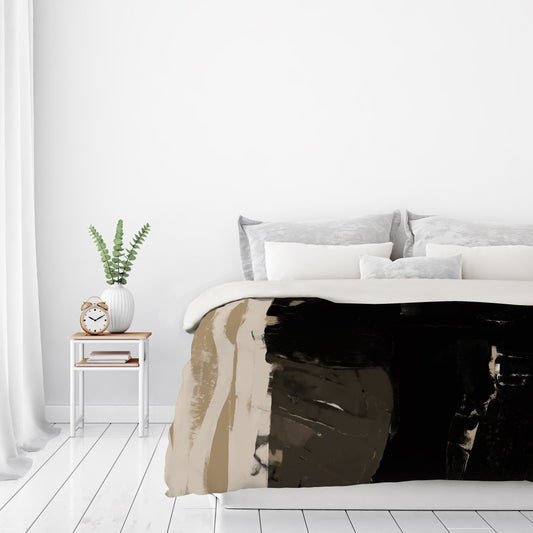 Black And Taupe Abstract 2 by Kasi Minami Duvet Cover - Americanflat