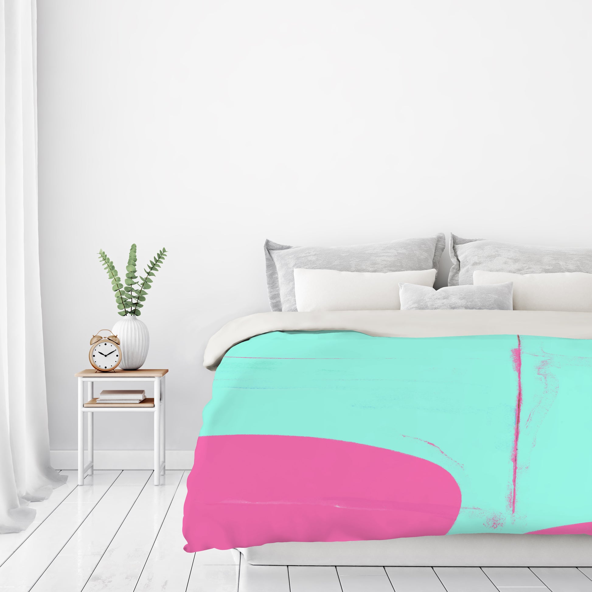 Pink And Cyan Abstract by Kasi Minami Duvet Cover - Americanflat