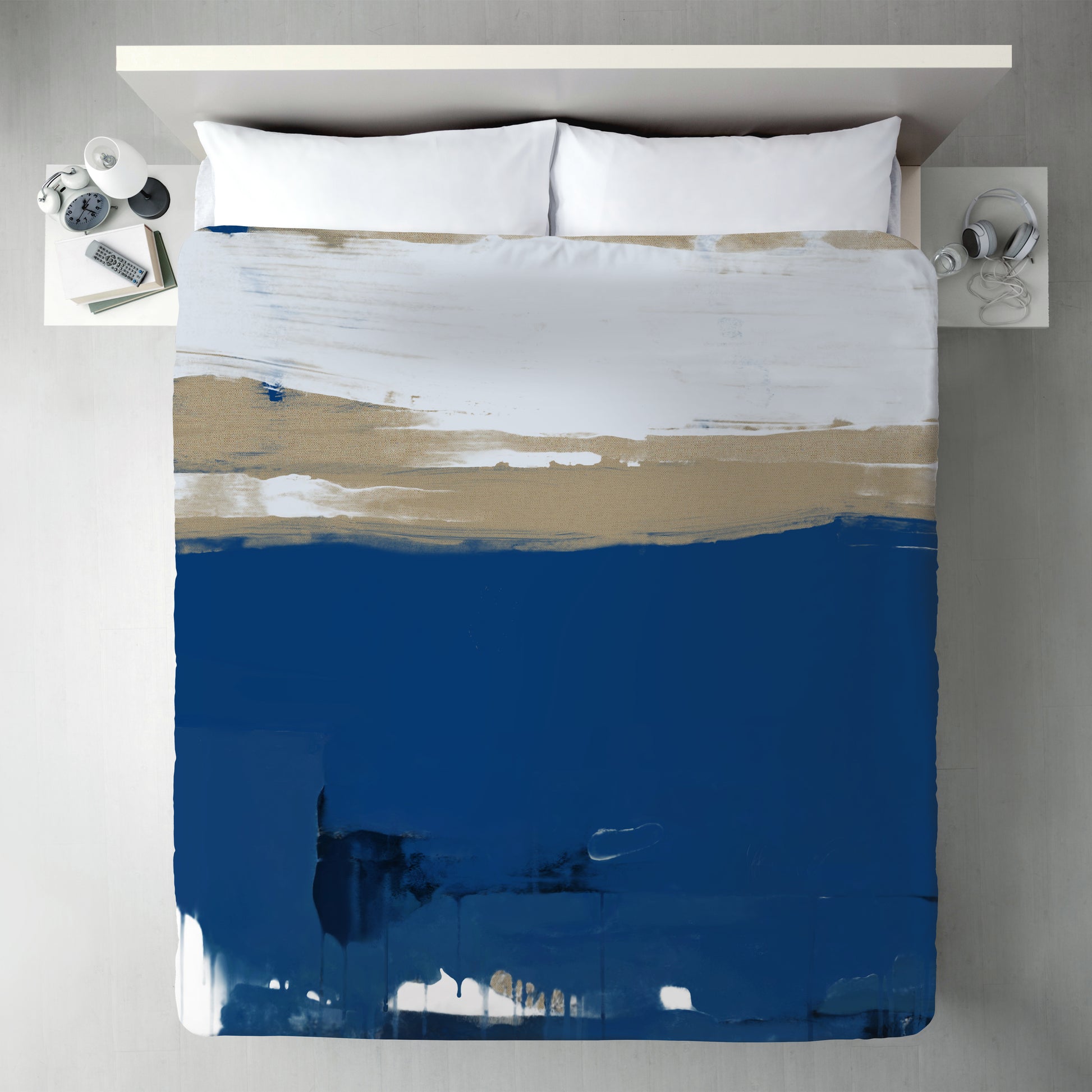 White And Blue Abstract by Kasi Minami Duvet Cover - Americanflat