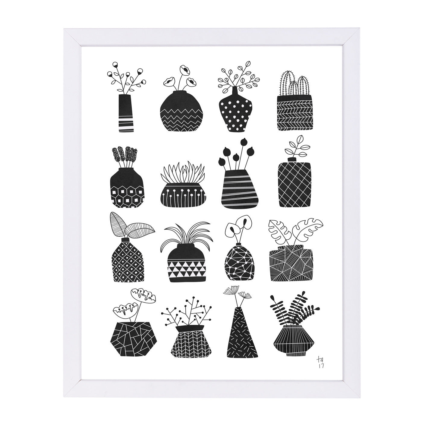 Ornamental Vases Monochrome by Tracie Andrews Framed Print - Americanflat