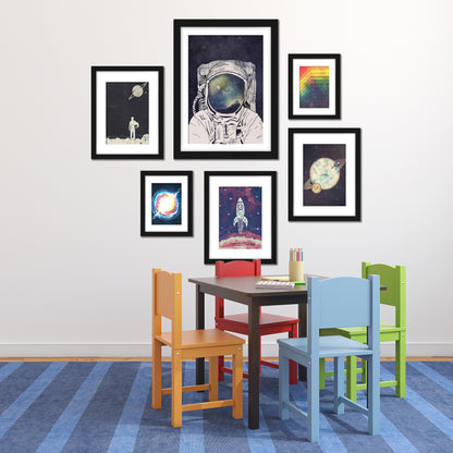 Outer Space Astronaut - 6 Piece Framed Gallery Wall Set - Americanflat