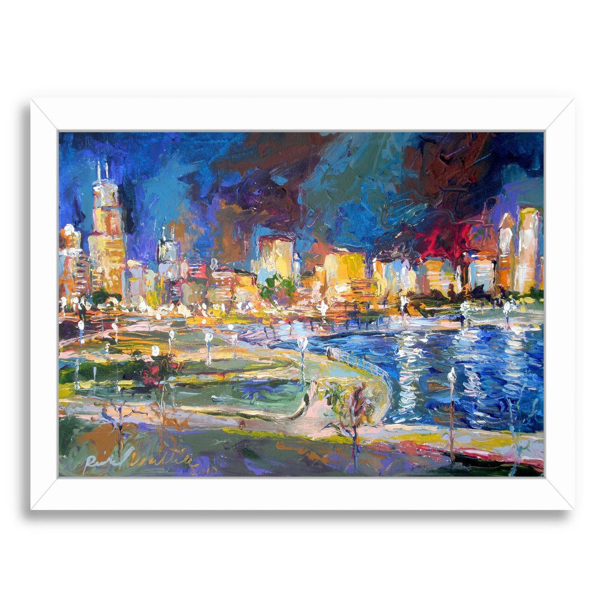 Chicago Lights by Richard Wallich Framed Print - Americanflat