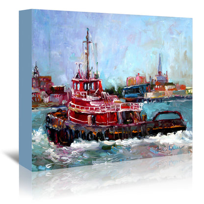 Tugboat by Richard Wallich Wrapped Canvas - Wrapped Canvas - Americanflat