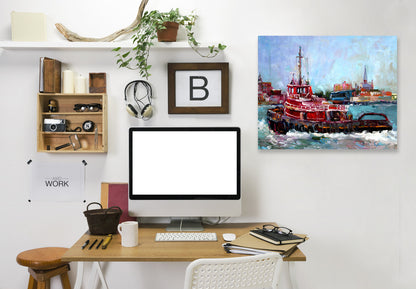 Tugboat by Richard Wallich Wrapped Canvas - Wrapped Canvas - Americanflat