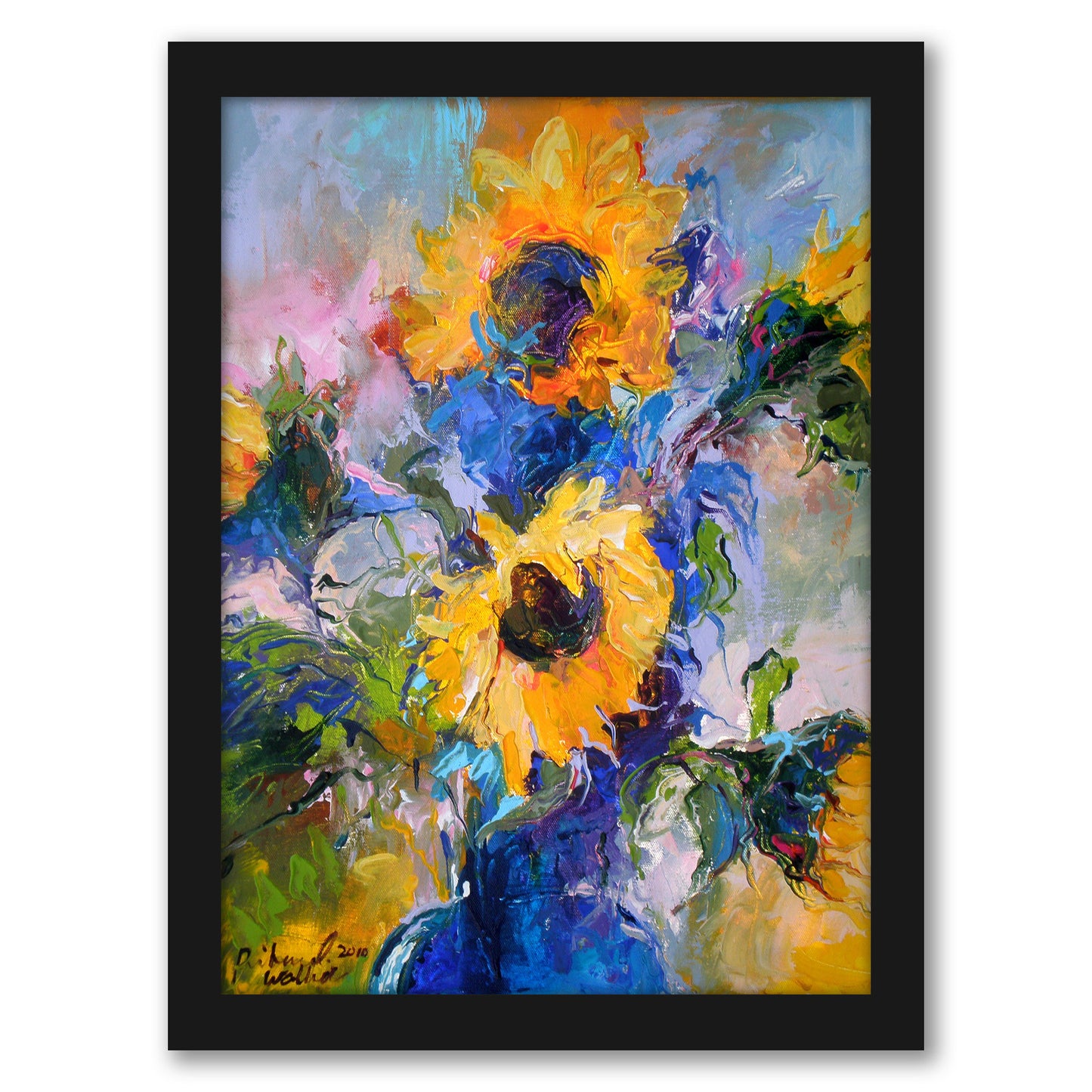 Sunflowers by Richard Wallich - Black Framed Print - Wall Art - Americanflat