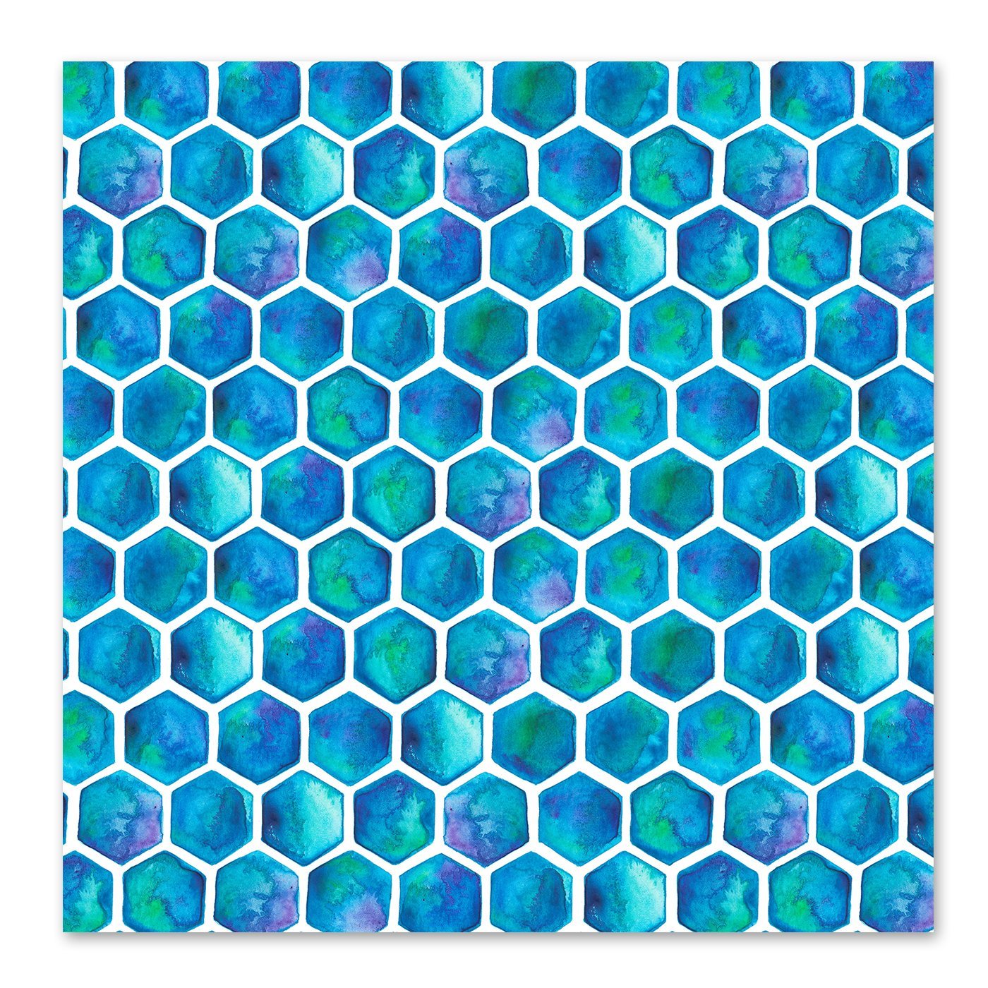 Blue Hexagons by Elena O'Neill Art Print - Art Print - Americanflat