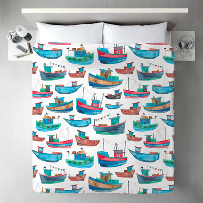 Fishing Boats by Elena O'Neill Duvet Cover - Americanflat