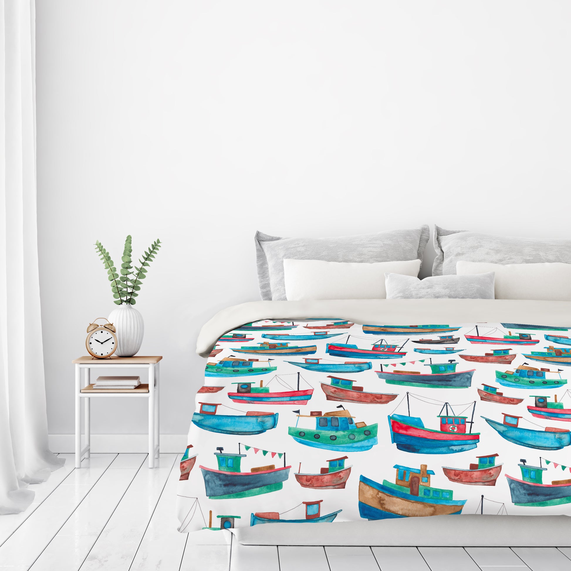 Fishing Boats by Elena O'Neill Duvet Cover - Americanflat