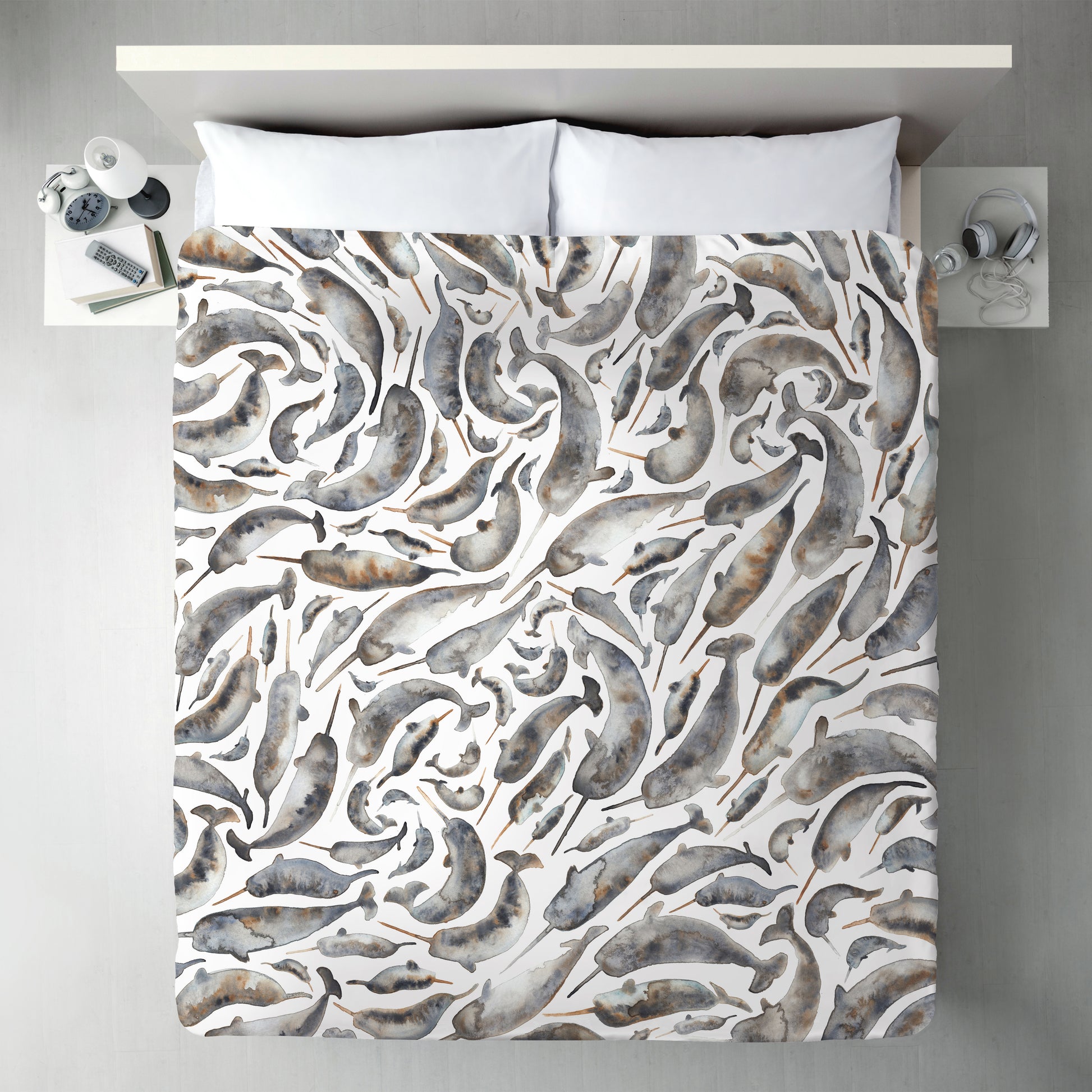 Narwhals by Elena O'Neill Duvet Cover - Americanflat