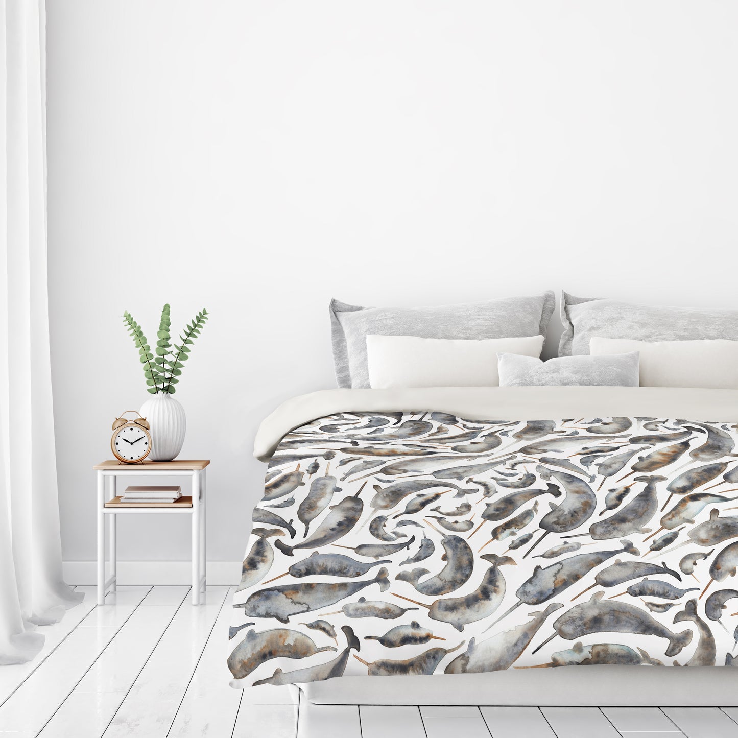 Narwhals by Elena O'Neill Duvet Cover - Americanflat