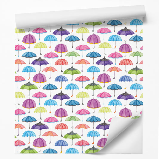 18' L x 24" W Peel & Stick Wallpaper Roll - Umbrellas by Elena ONeill - Wallpaper - Americanflat