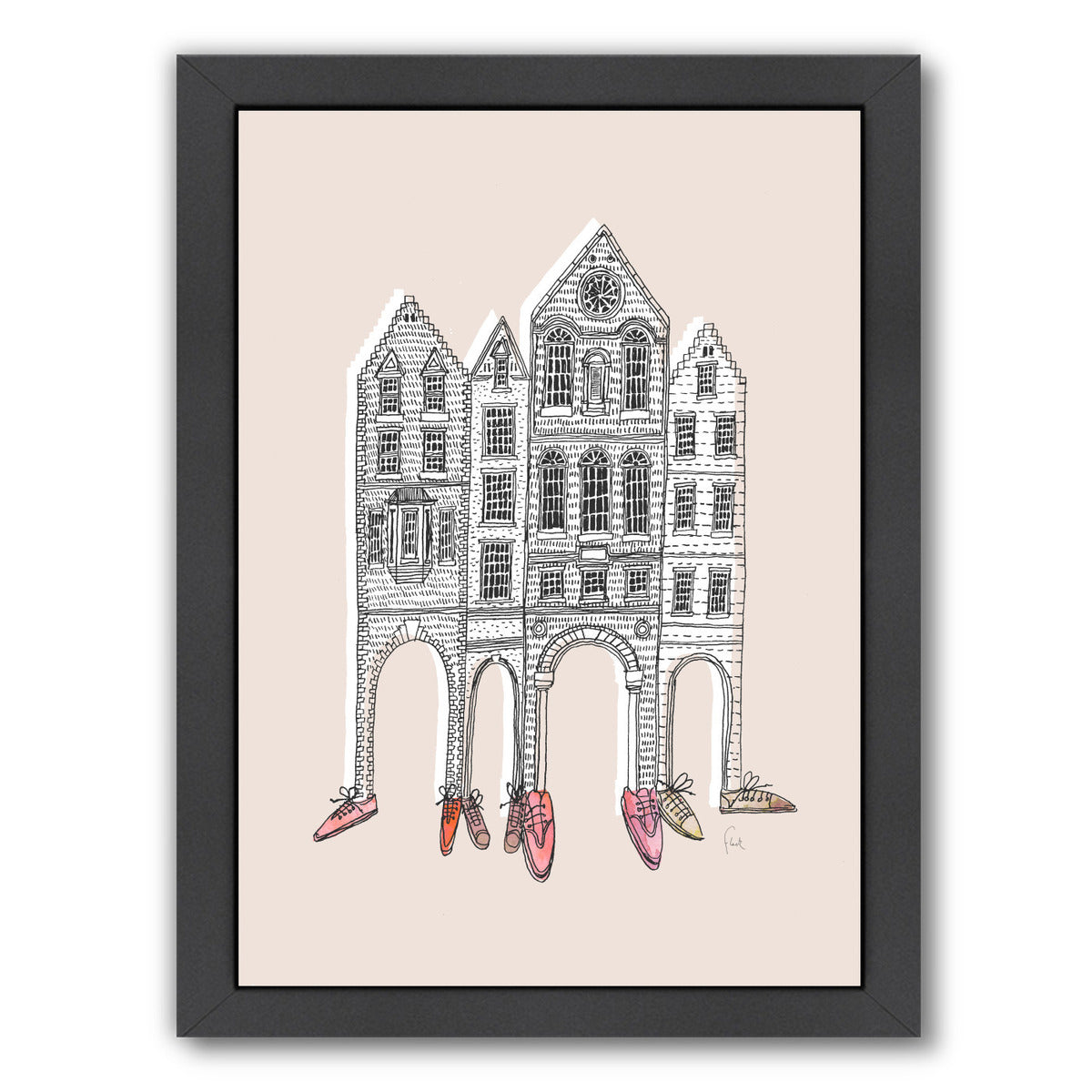 Friendly Buildings 2 by David Fleck Framed Print - Americanflat