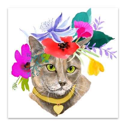 Flower Cat by Edith Jackson Art Print - Art Print - Americanflat