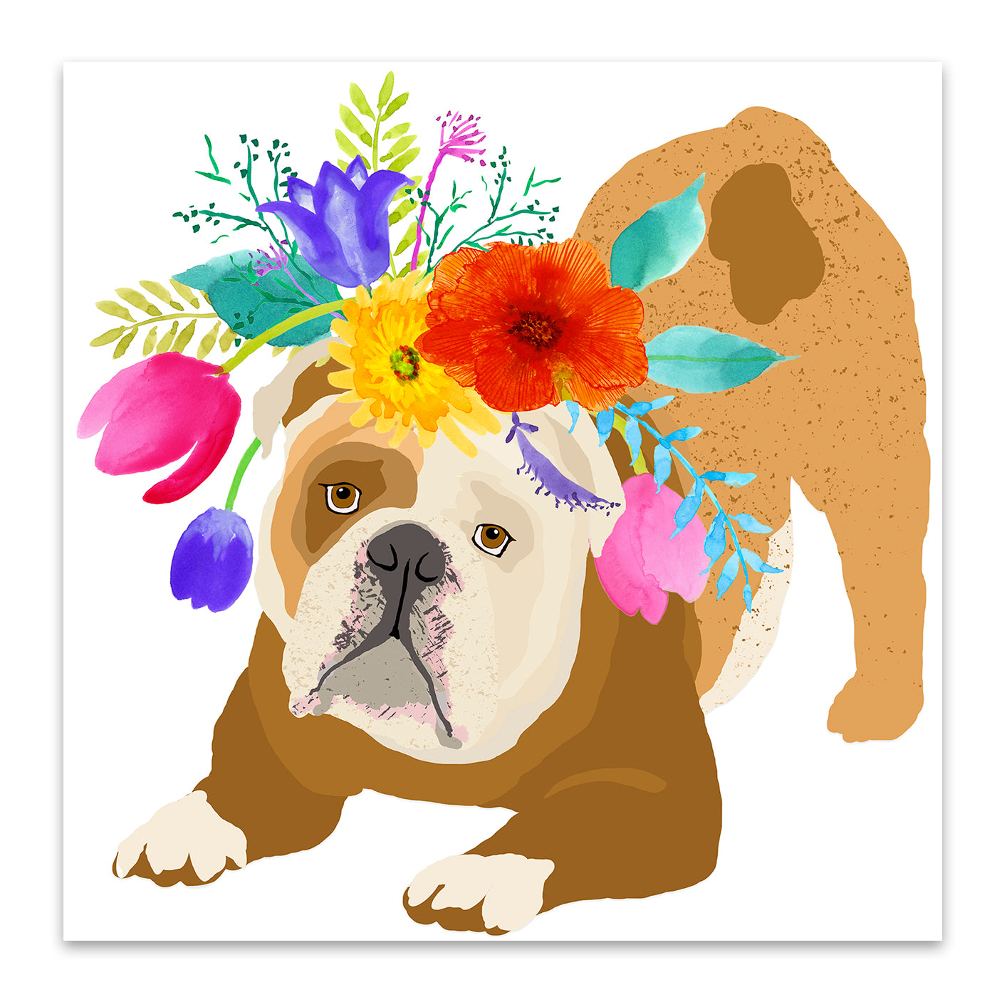 Flower Brown Dog by Edith Jackson Art Print - Art Print - Americanflat