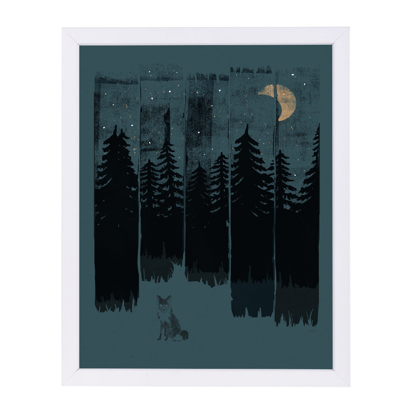 Fox In The Wild Night Rectangle3 by NDTank Framed Print - Americanflat