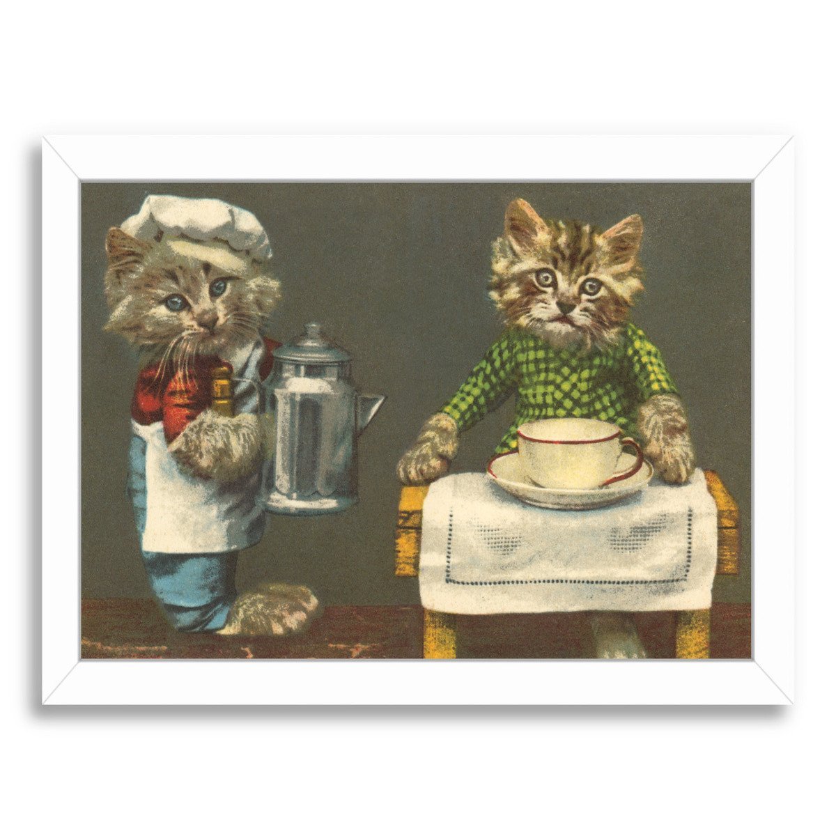 Cats Having Coffee by Found Image Press Framed Print - Americanflat