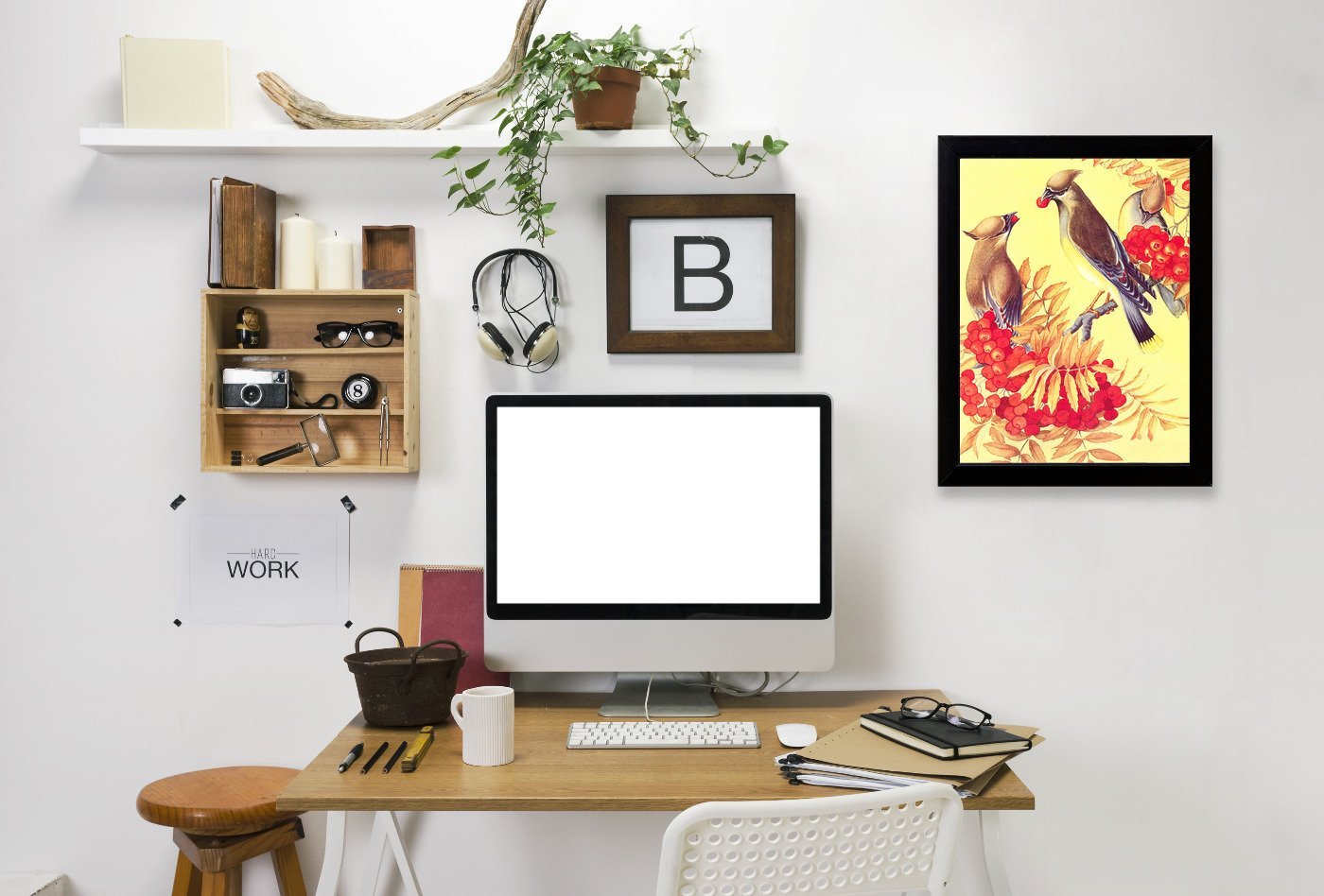 Cedar Waxwings by Found Image Press Framed Print - Americanflat