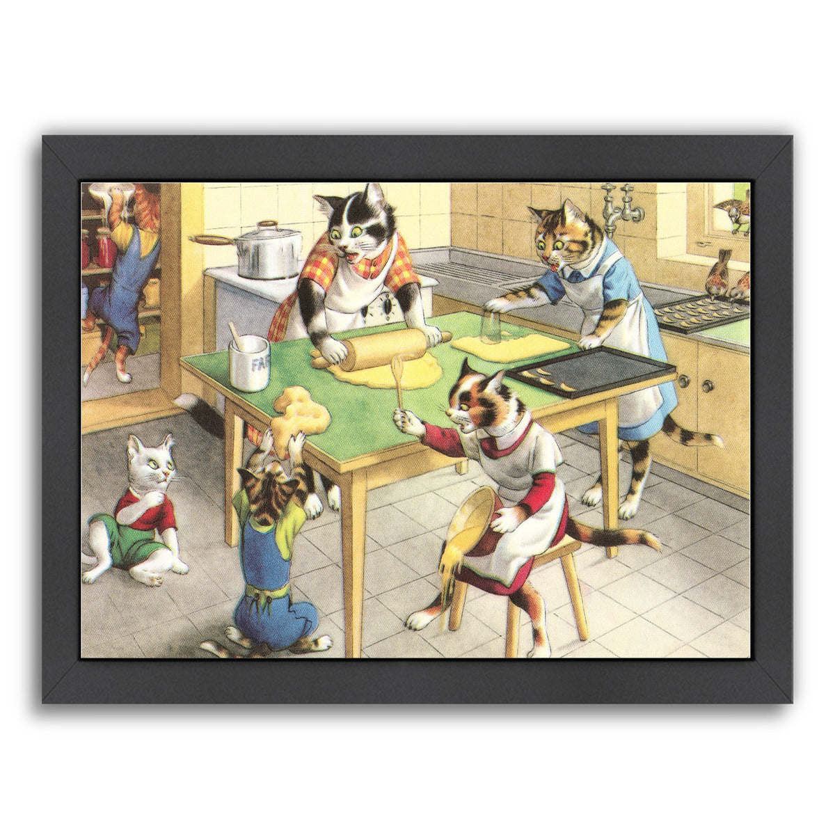 Cooking With The Crazy Cats Family by Found Image Press Framed Print - Americanflat
