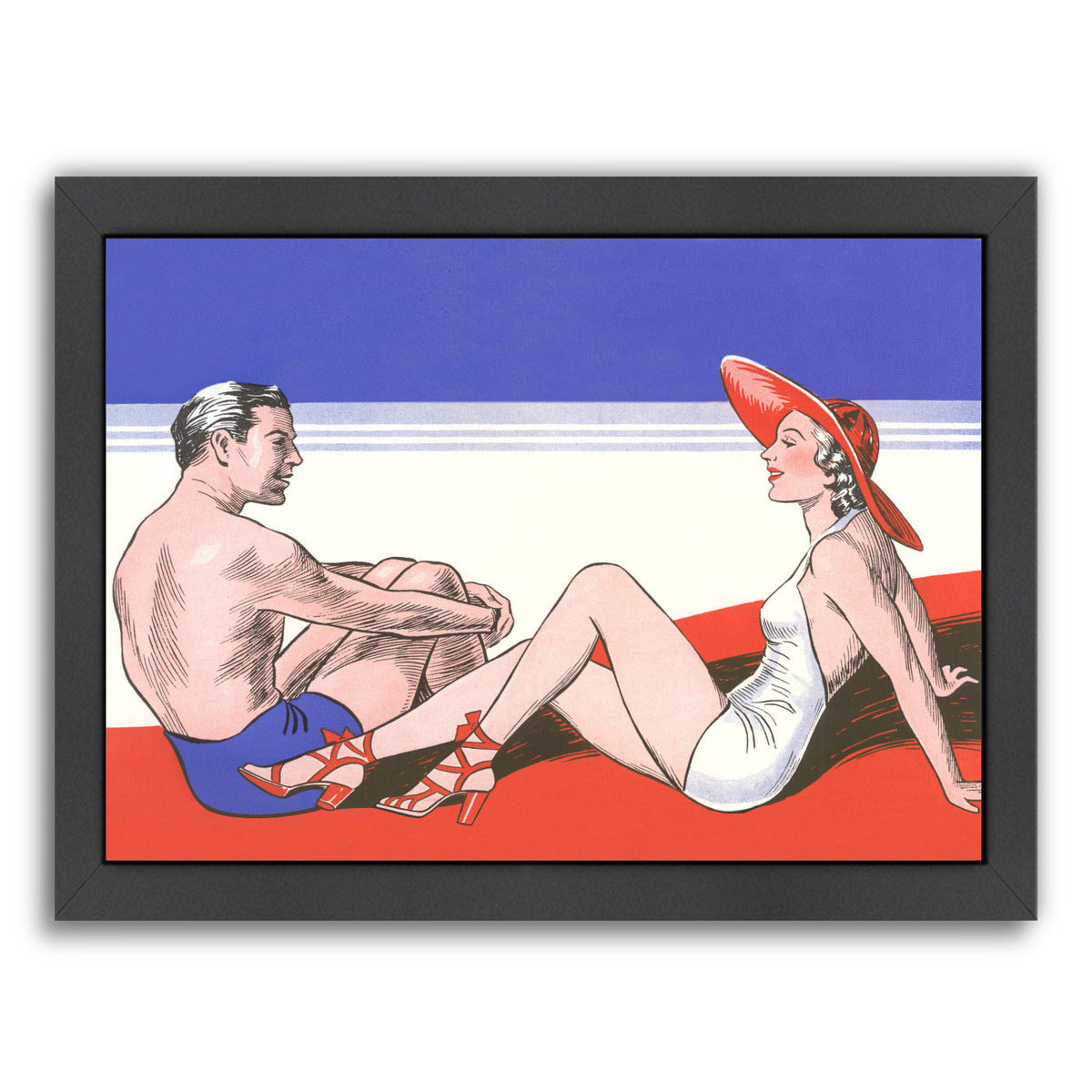 Couple In Bathing Suits by Found Image Press Framed Print - Americanflat