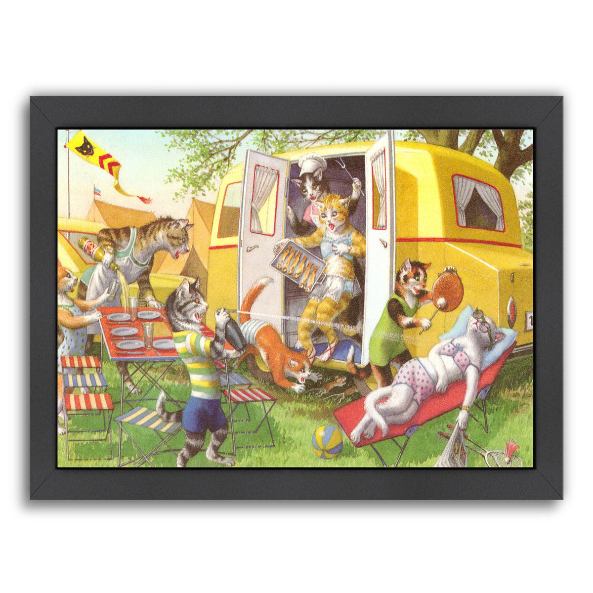 Crazy Cat Picnic by Found Image Press Framed Print - Americanflat