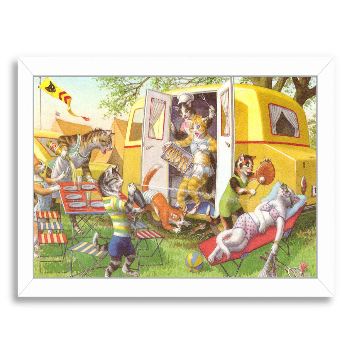 Crazy Cat Picnic by Found Image Press Framed Print - Americanflat