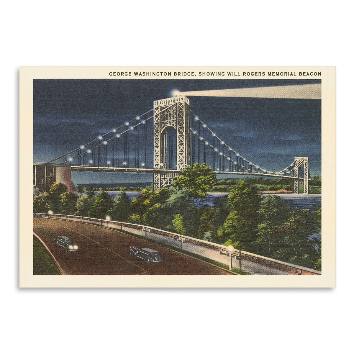 George Washington Bridge Hudson River by Found Image Press Art Print - Art Print - Americanflat