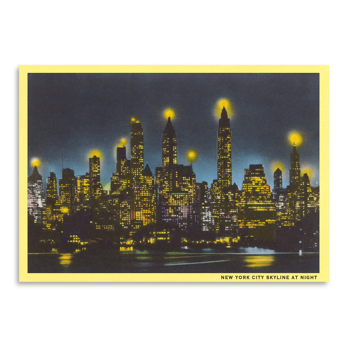 Manhattan Skyline Night by Found Image Press Art Print - Art Print - Americanflat