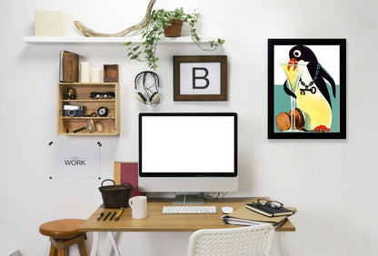 Penguin With Key Drinking Champagne by Found Image Press Framed Print - Americanflat
