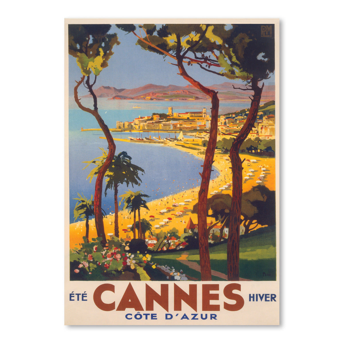 Travel Poster For Cannes by Found Image Press Art Print - Art Print - Americanflat