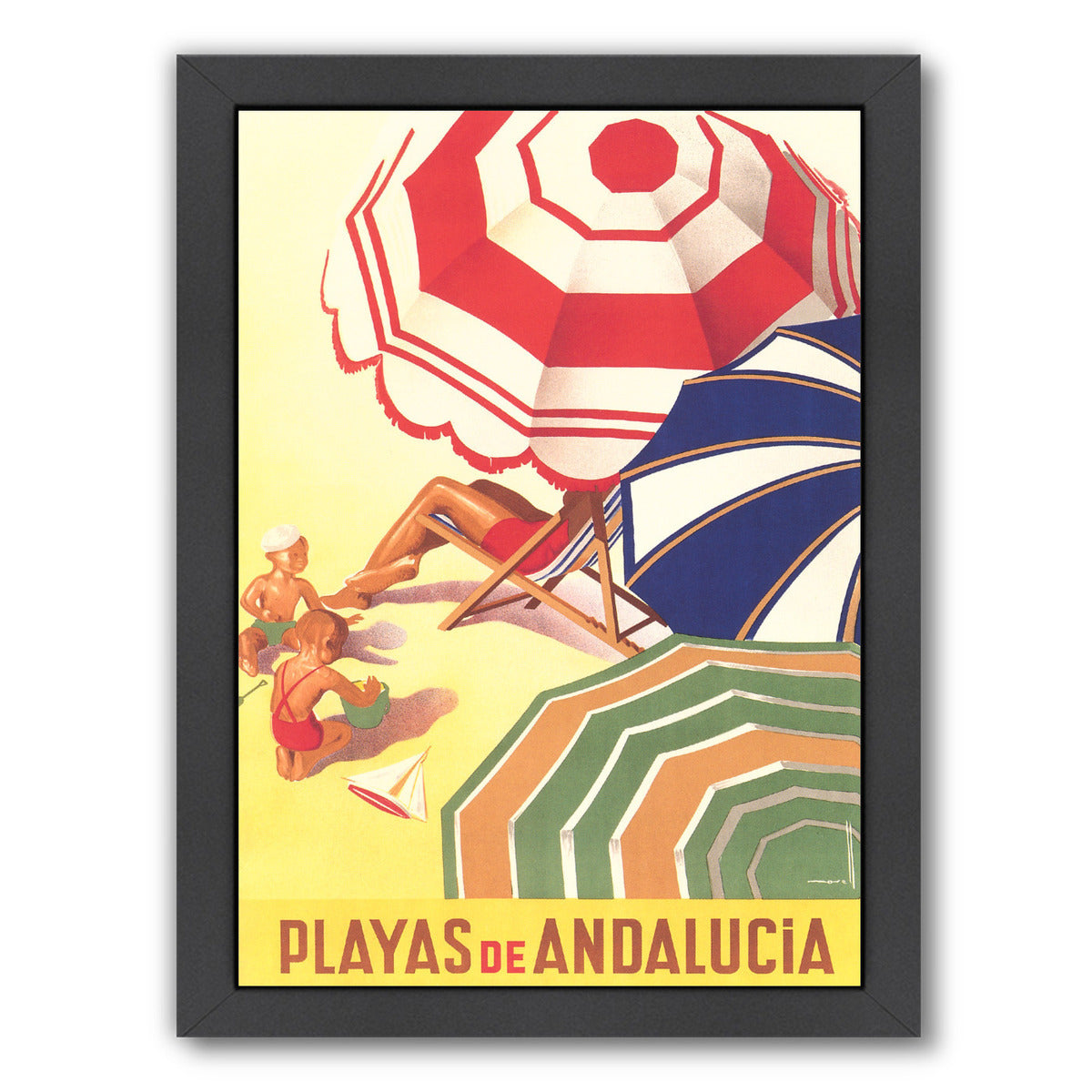 Travel Poster For Spanish Beaches by Found Image Press Framed Print - Americanflat