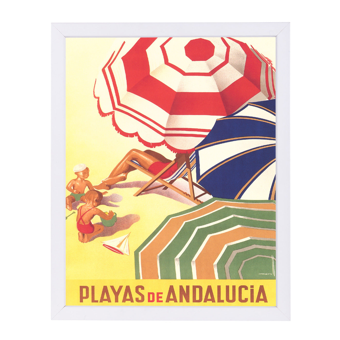Travel Poster For Spanish Beaches by Found Image Press Framed Print - Americanflat