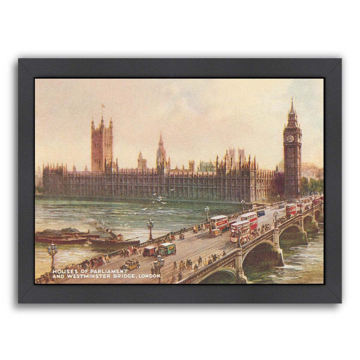 Westminster Bridge Parliament London by Found Image Press Framed Print - Americanflat