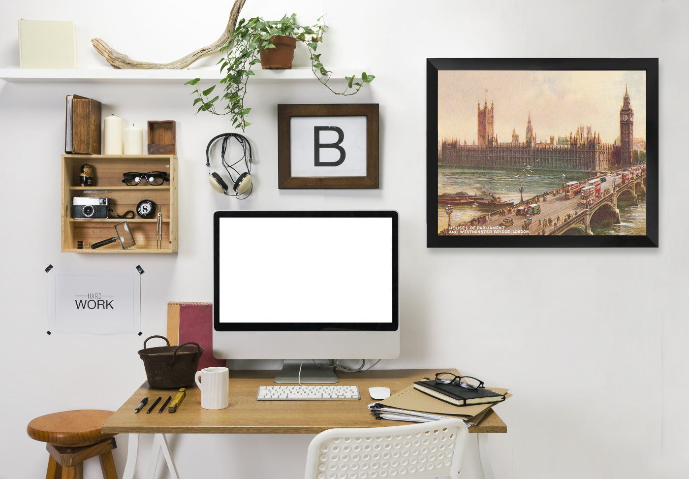 Westminster Bridge Parliament London by Found Image Press Framed Print - Americanflat