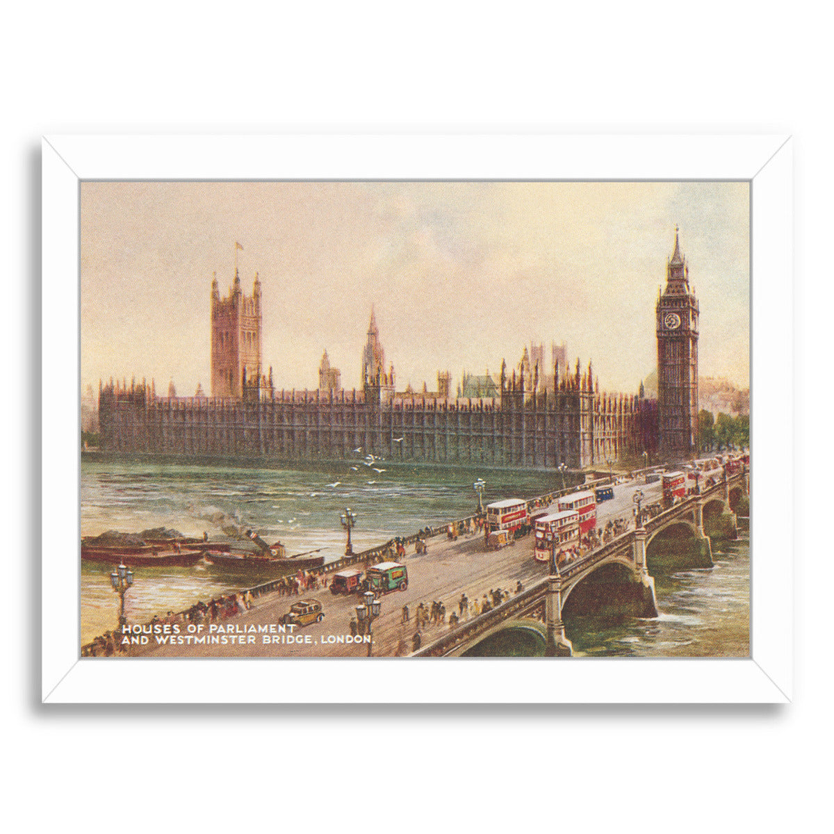 Westminster Bridge Parliament London by Found Image Press Framed Print - Americanflat