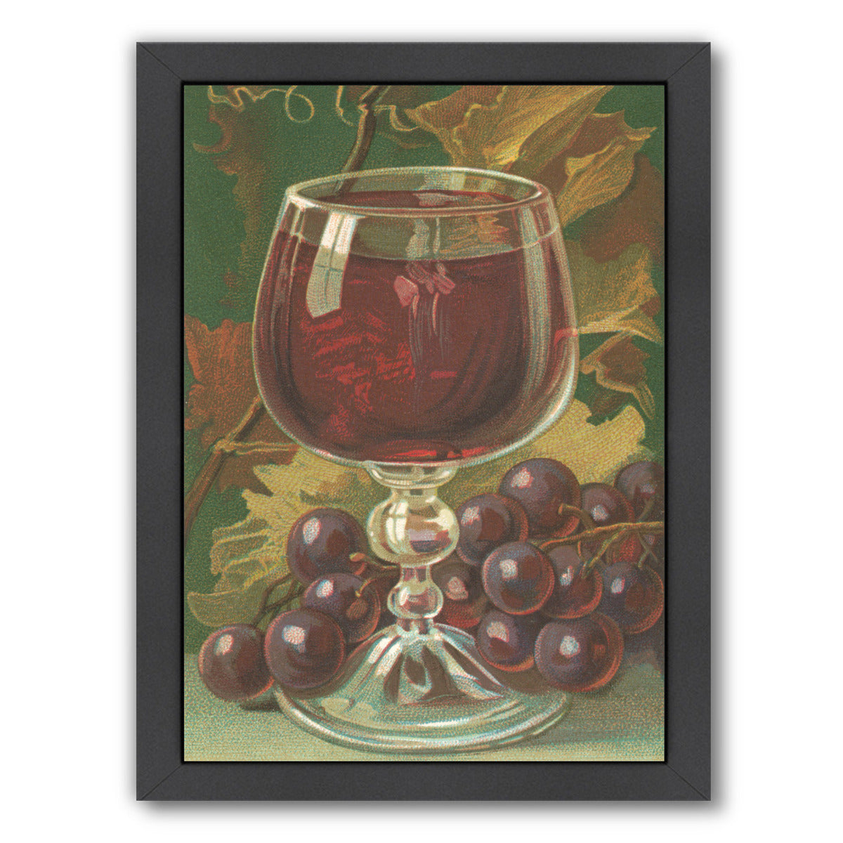Wine Glass And Grapes by Found Image Press Framed Print - Americanflat